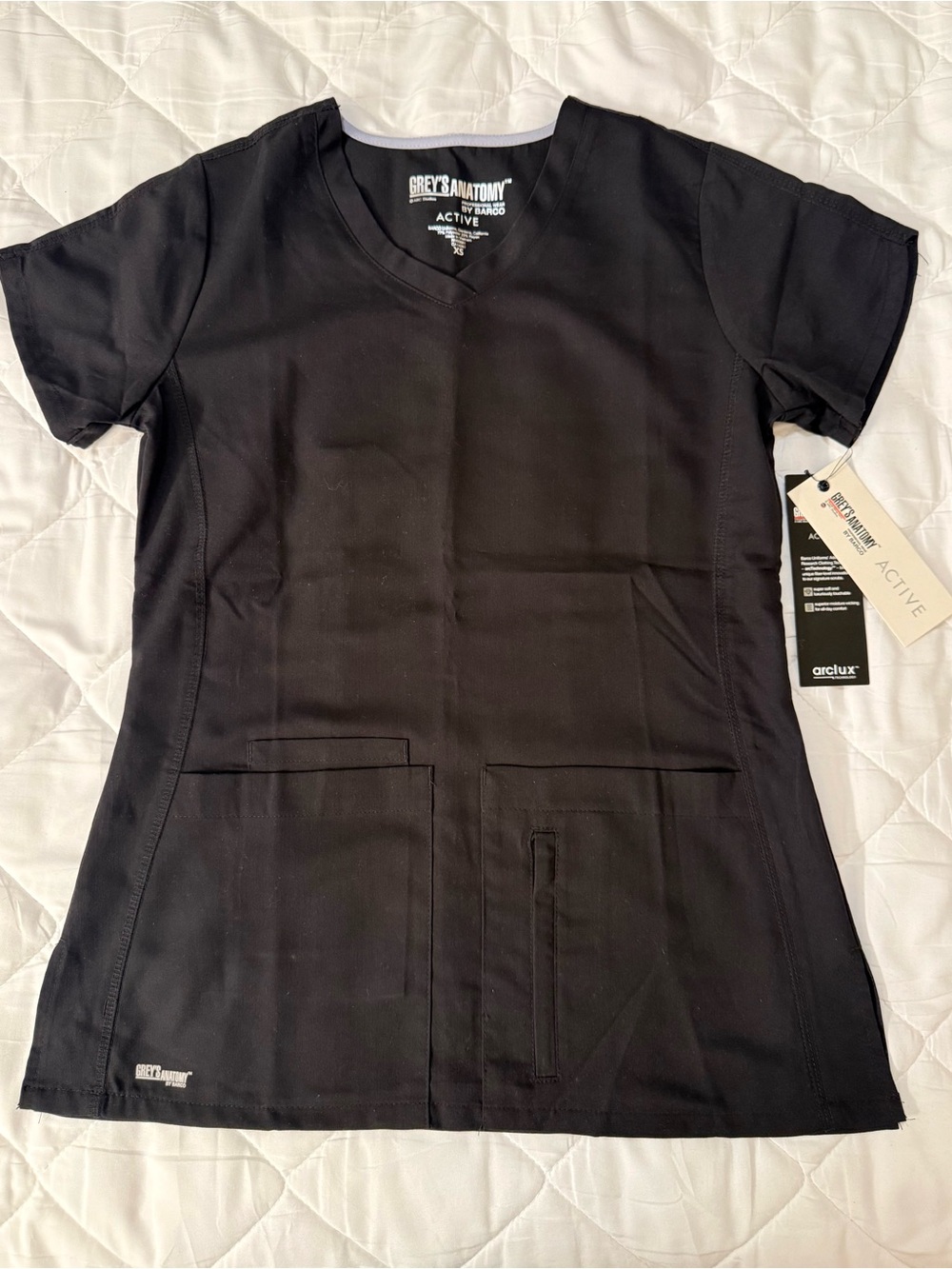 Grey's Anatomy Black Women's V-Neck Active Scrub Top